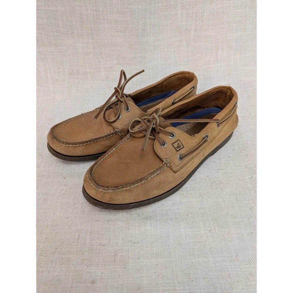 Sperry Top Sider Men's Tan / Brown Leather 2-Eye Boat Deck Casual Shoes Size 11?